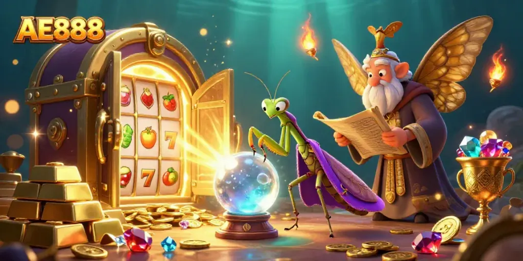 Wager and win with AE888 featuring enchanting casino characters amidst shimmering jewels.