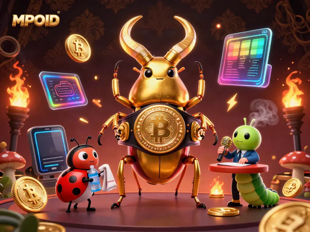 Engage with MPOID's innovative gaming features through an eye-catching vibrant 3D illustration of characters and elements.