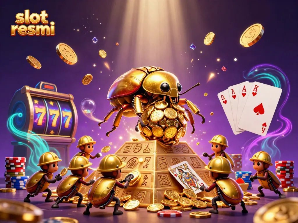 Experience thrilling jackpots with slot resmi as golden beetles roll coins and glowing gems shine.