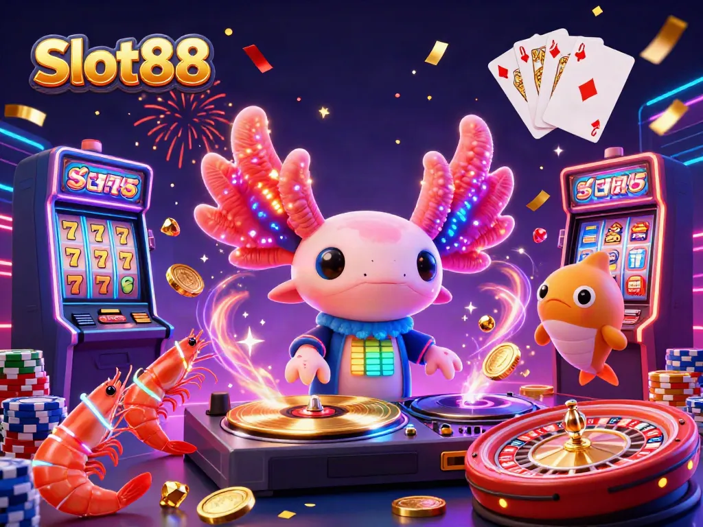 Experience Slot88 with vibrant characters and exciting casino elements in a detailed 3D illustration.