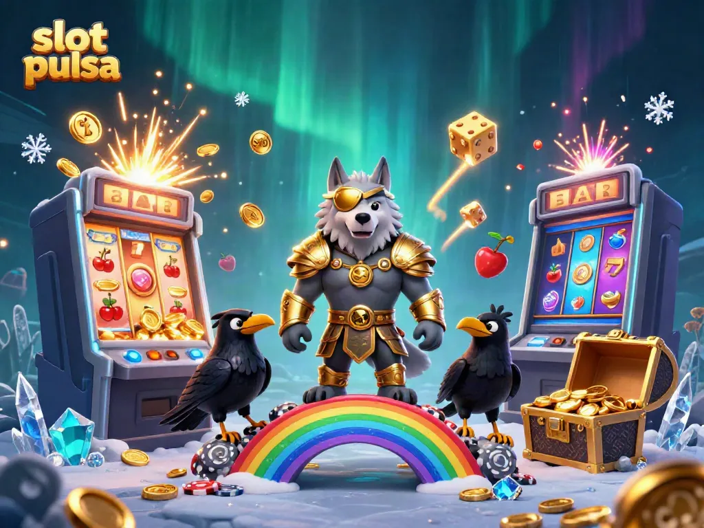 Pengalaman bermain slot pulsa penuh warna dengan karakter Odin dan mesin slot spektakuler.