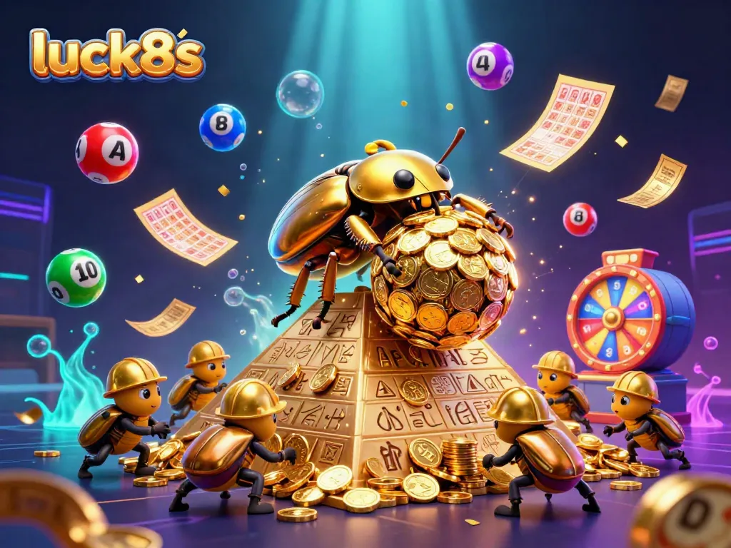 Experience excitement at luck8s with a colorful 3D casino-themed illustration showcasing dynamic gaming elements.
