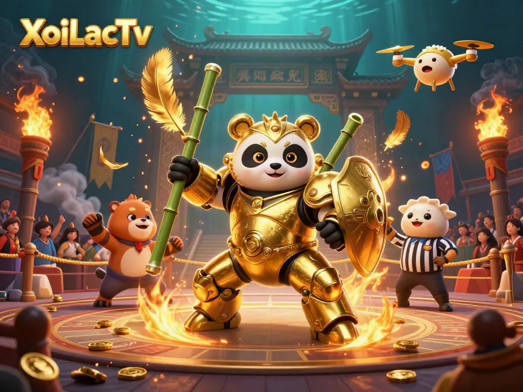 XoiLacTv engaging in exhilarating sports betting action with animated characters and vibrant arena