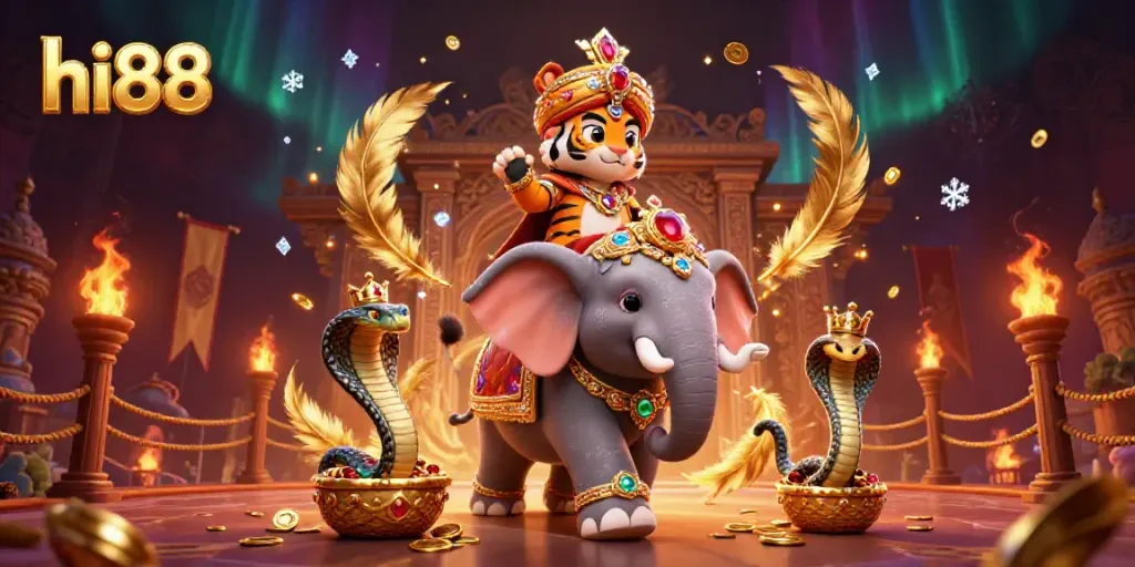 Experience the thrills of hi88 with 3D cartoon characters in a vibrant casino scene.