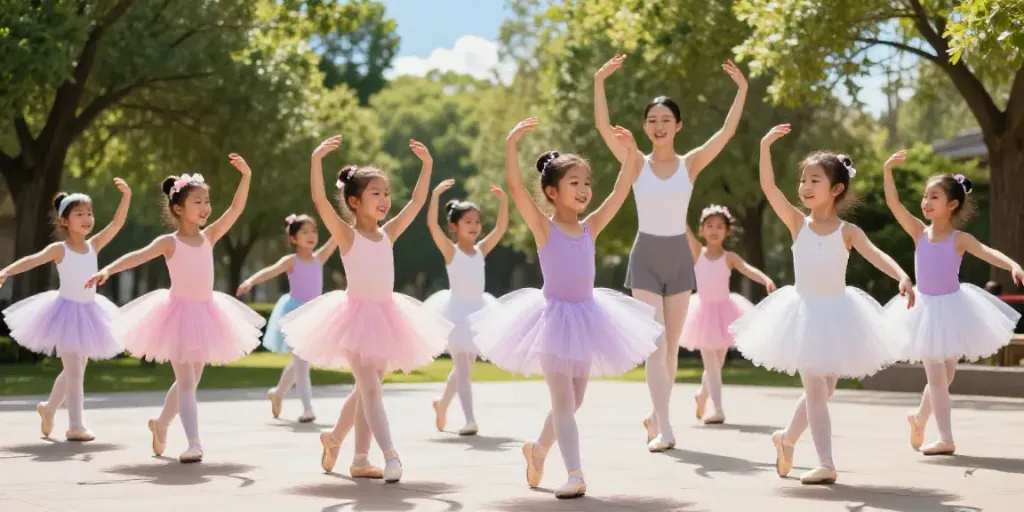 Children enjoying ballet class in vibrant tutus at a tutu store