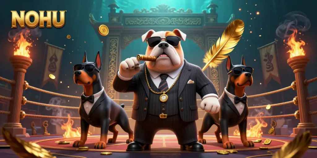 Experience thrilling gameplay at NOHU with a mafia boss bulldog surrounded by riches and adventure.