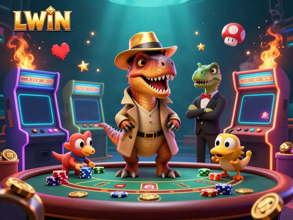 Experience the thrilling ambiance of LLWIN's blackjack game with a cartoon velociraptor in action.